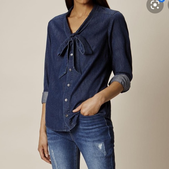 Karen Millen Tops - NWT Karen Millen denim button down bow shirt